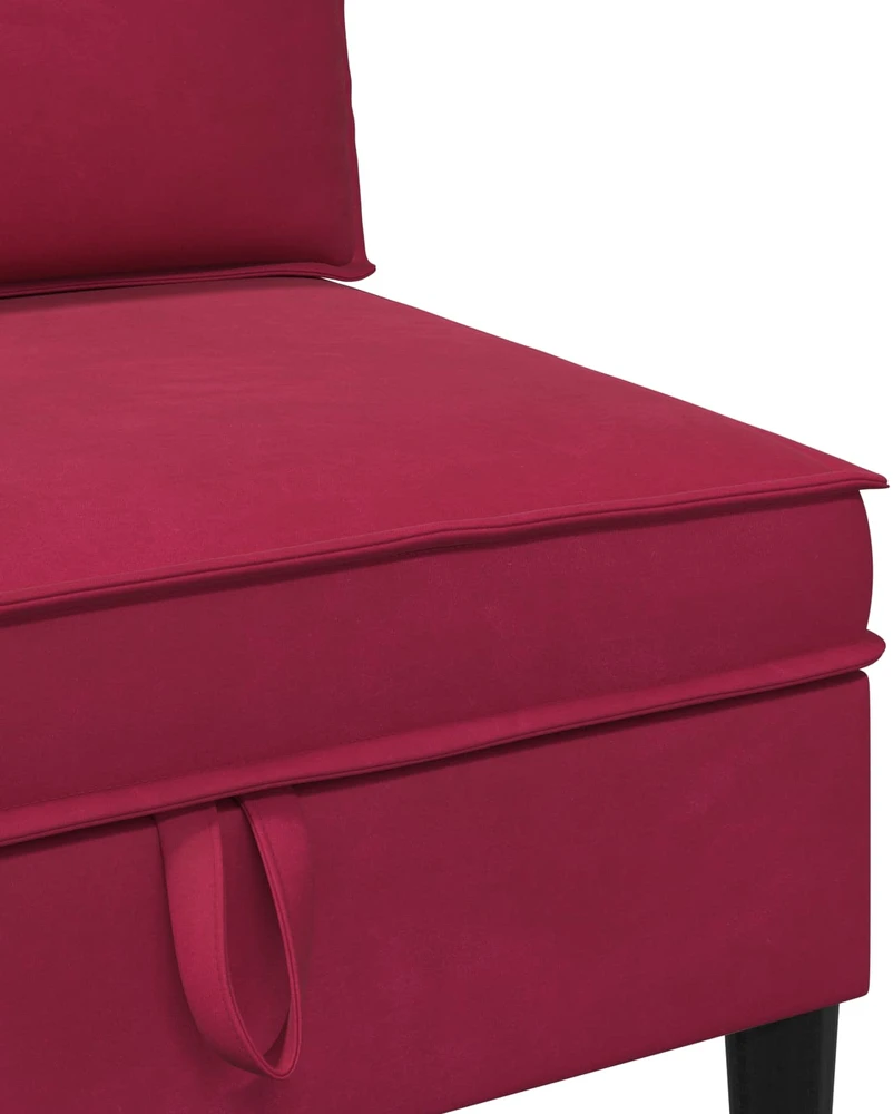 Vidurinė sofa su saugykla Vyno raudona Aksomas
