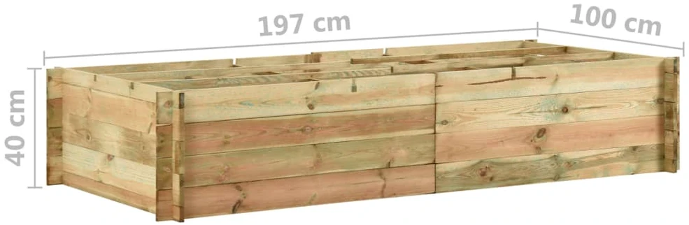 Lovelis daržovėms, 197x100x40cm, impregnuota pušies mediena