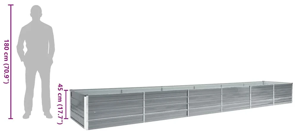 Lovelis, pilkas, 480x80x45cm, galvanizuotas plienas, aukštas