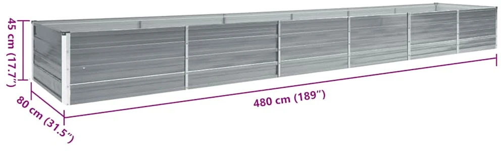 Lovelis, pilkas, 480x80x45cm, galvanizuotas plienas, aukštas