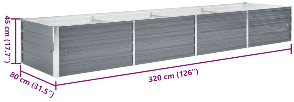Lovelis, pilkas, galvanizuotas plienas, 320x80x45cm