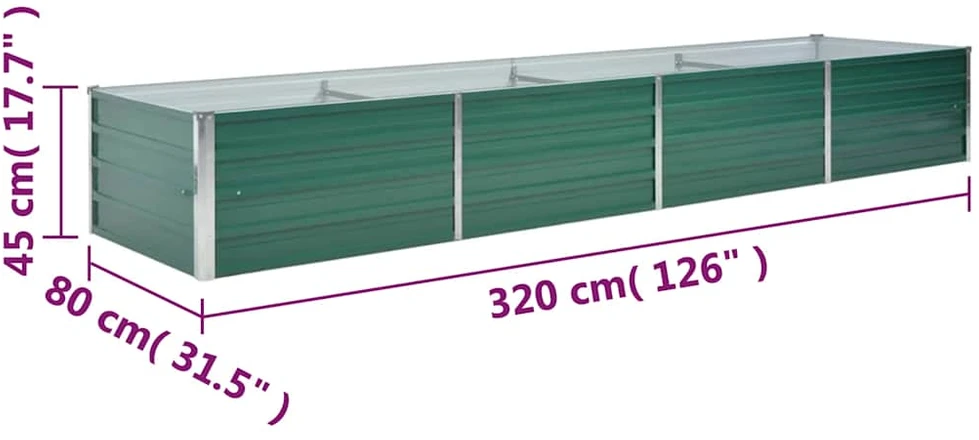 Lovelis, žalias, galvanizuotas plienas, 320x80x45cm