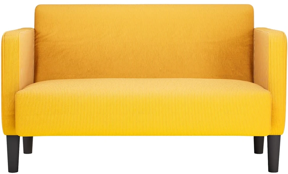 Loveseat sofa, šviesiai geltona, 109cm, velvetinis audinys