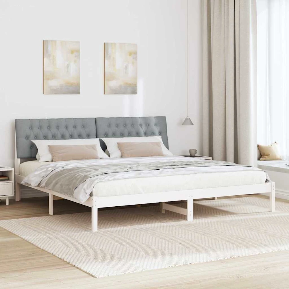 Lovo rėmas su apmuštu galvūgaliu Balta 200 x 200 cm