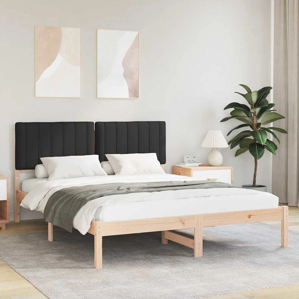 Lovo rėmas su apmuštu galvūgaliu Juodas 160 x 200 cm