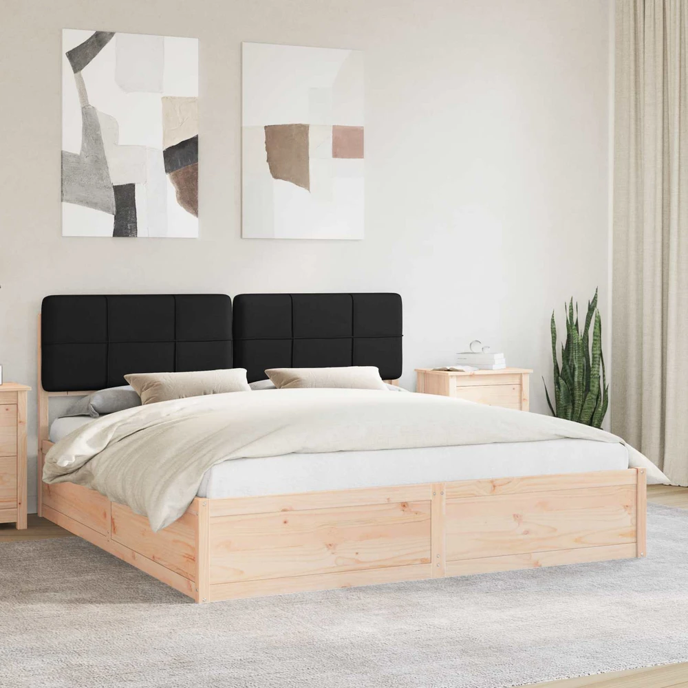 Lovo rėmas su apmuštu galvūgaliu Juoda 180 x 200 cm