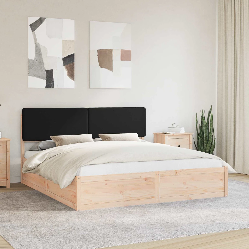 Lovo rėmas su apmuštu galvūgaliu Juoda 180 x 200 cm