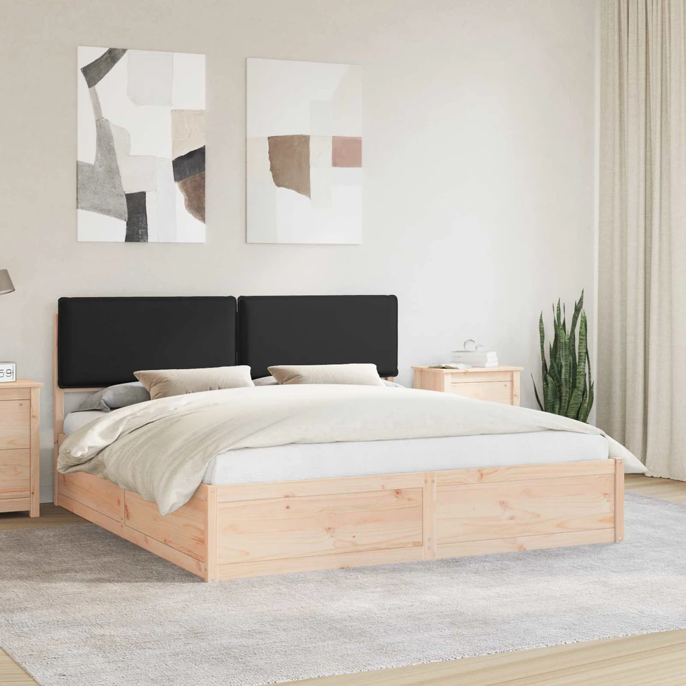 Lovo rėmas su apmuštu galvūgaliu Juoda 200 x 200 cm