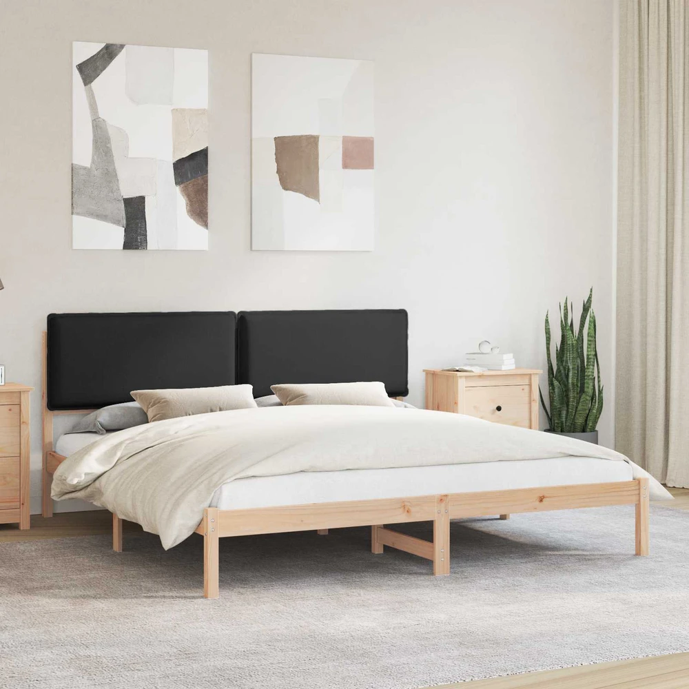 Lovo rėmas su apmuštu galvūgaliu Juodas 200 x 200 cm