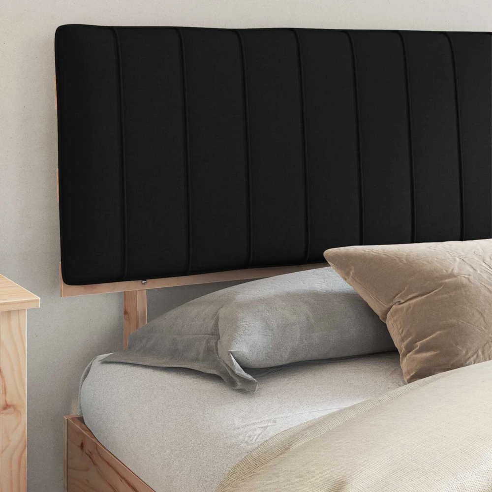 Lovo rėmas su apmuštu galvūgaliu Juoda 200 x 200 cm