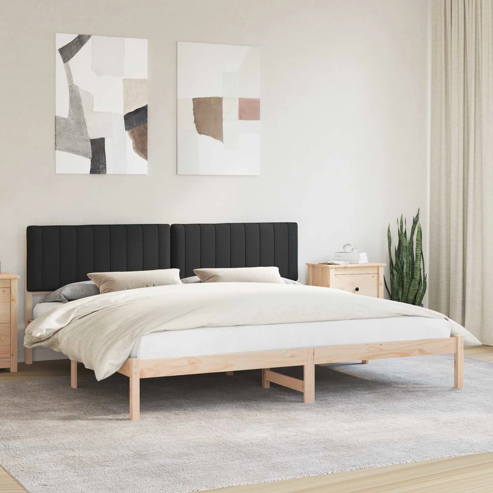 Lovo rėmas su apmuštu galvūgaliu Juodas 200 x 200 cm