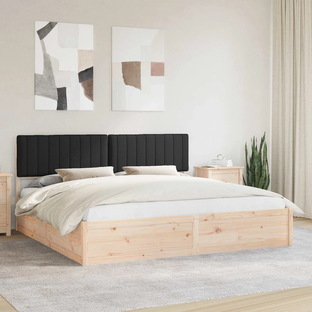 Lovo rėmas su apmuštu galvūgaliu Juoda 200 x 200 cm
