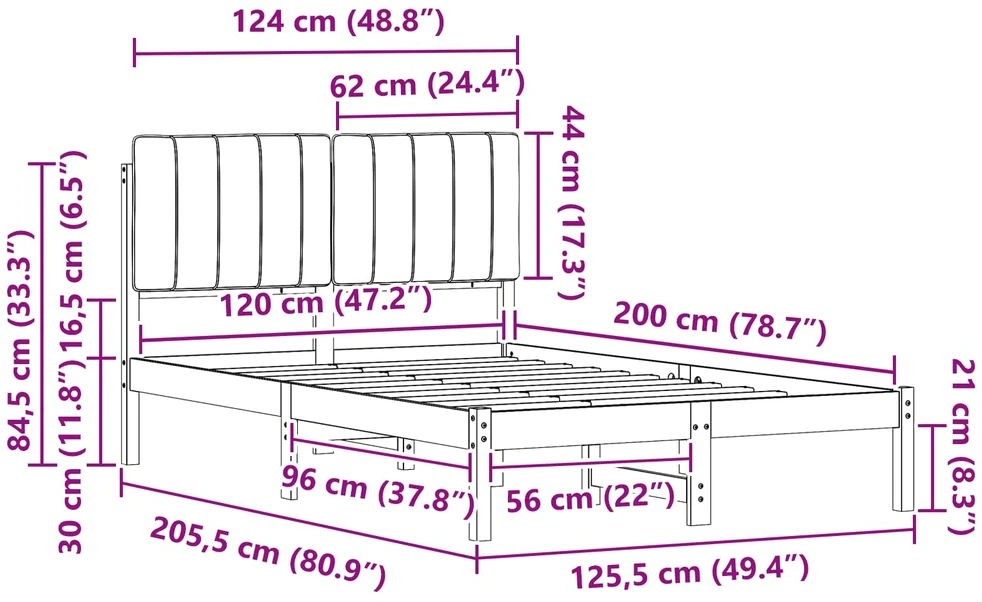 Lova Lovo rėmas su apmuštu galvūgaliu Natūrali ir taupe 120 x 200 cm