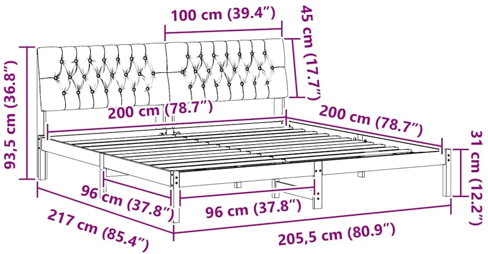 Lovo rėmas su apmuštu galvūgaliu Ruda 200 x 200 cm