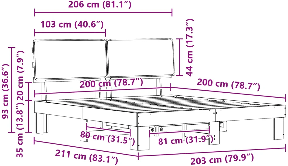 Lovo rėmas su apmuštu galvūgaliu Šviesiai pilka 200 x 200 cm