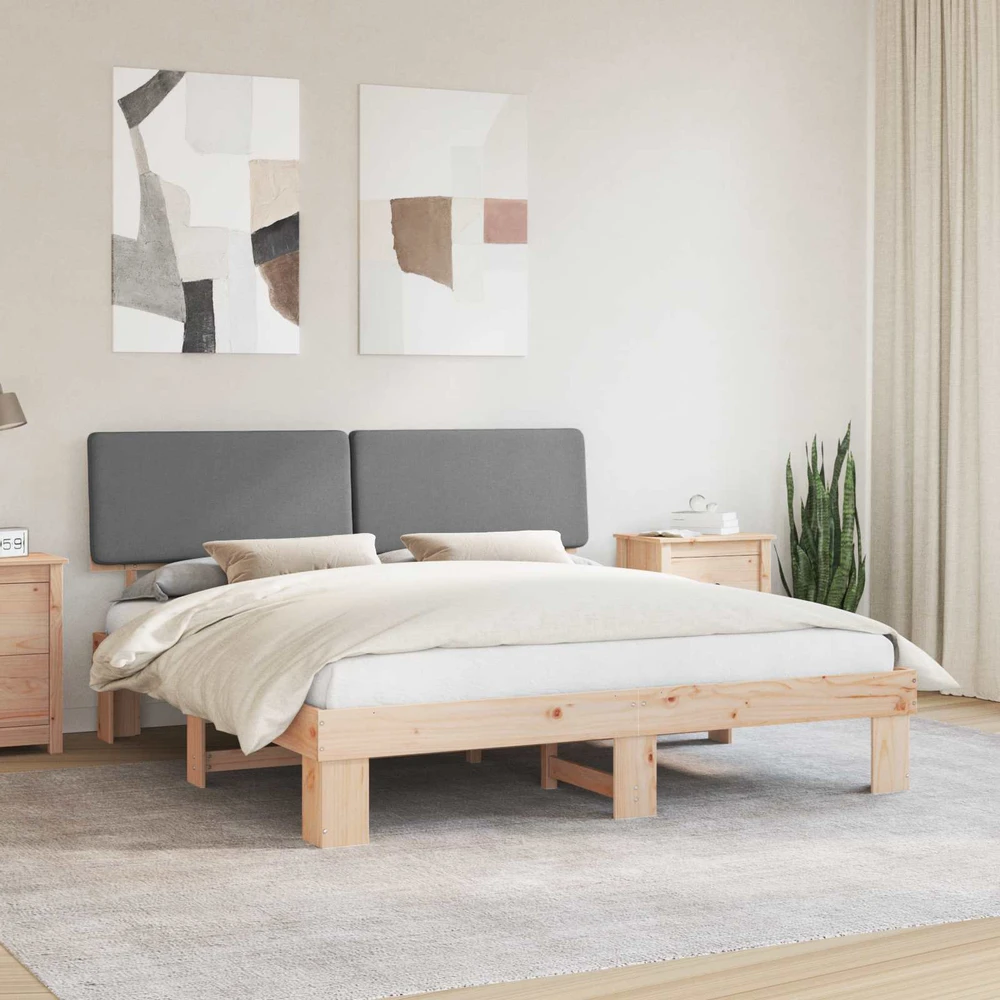 Lovo rėmas su apmuštu galvūgaliu Šviesiai pilka 180 x 200 cm