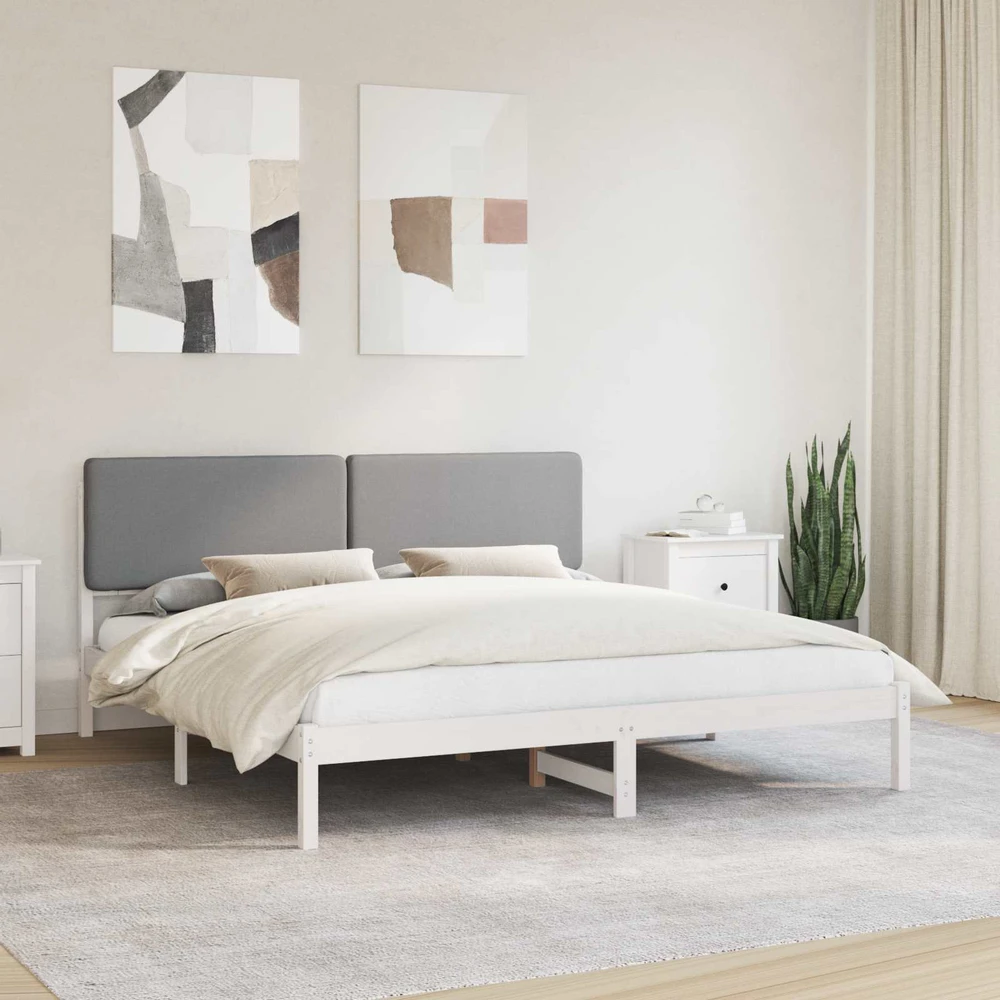 Lovo rėmas su apmuštu galvūgaliu Šviesiai pilka 200 x 200 cm