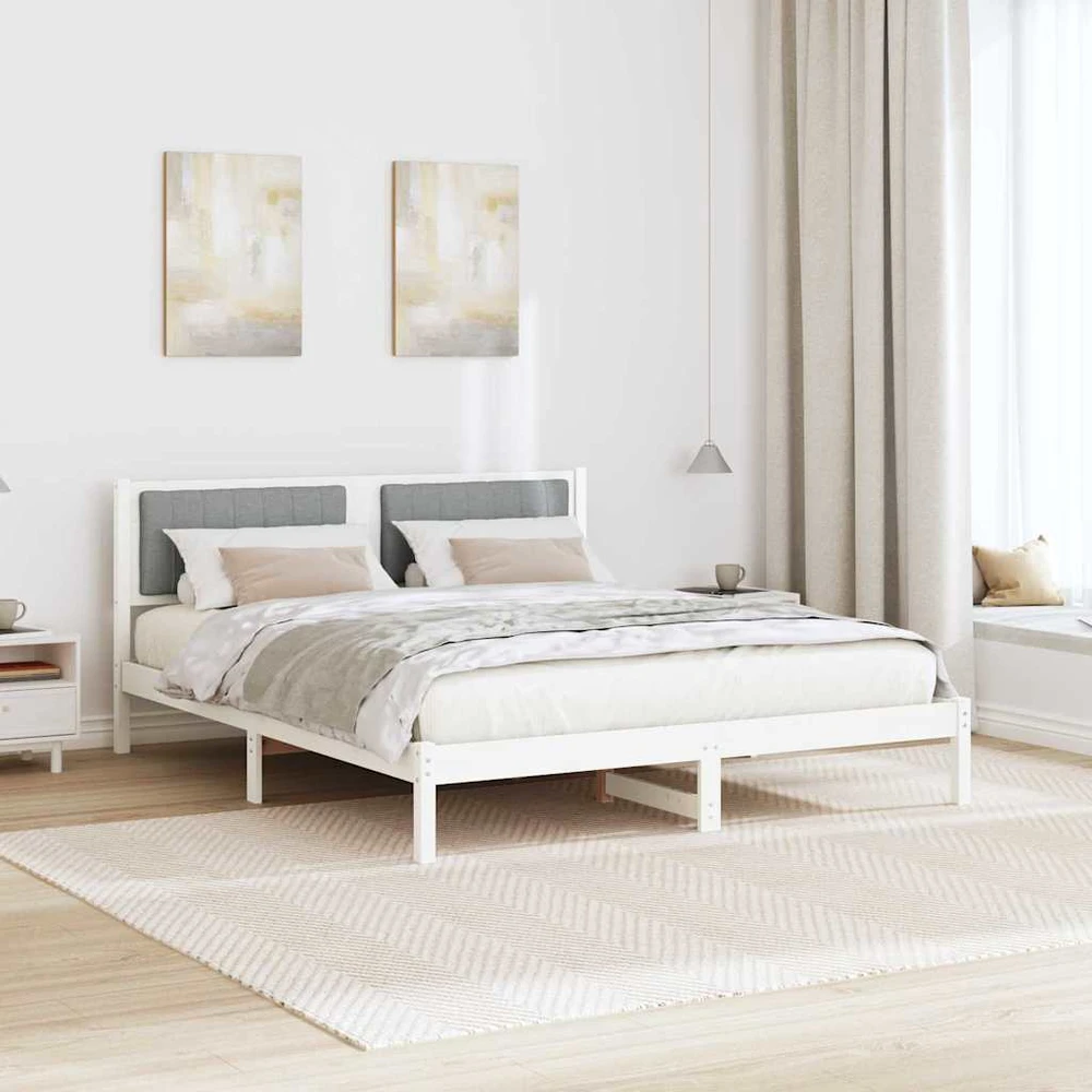 Lovo rėmas su apmuštu galvūgaliu Šviesiai pilka 150 x 200 cm
