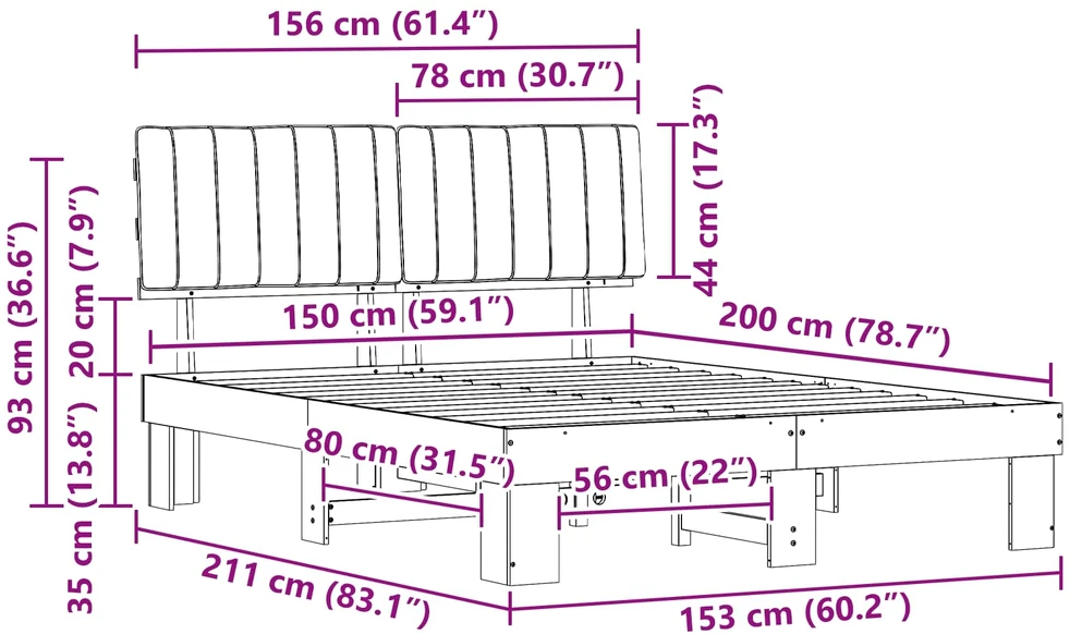 Lovo rėmas su apmuštu galvūgaliu Šviesiai pilka 150 x 200 cm