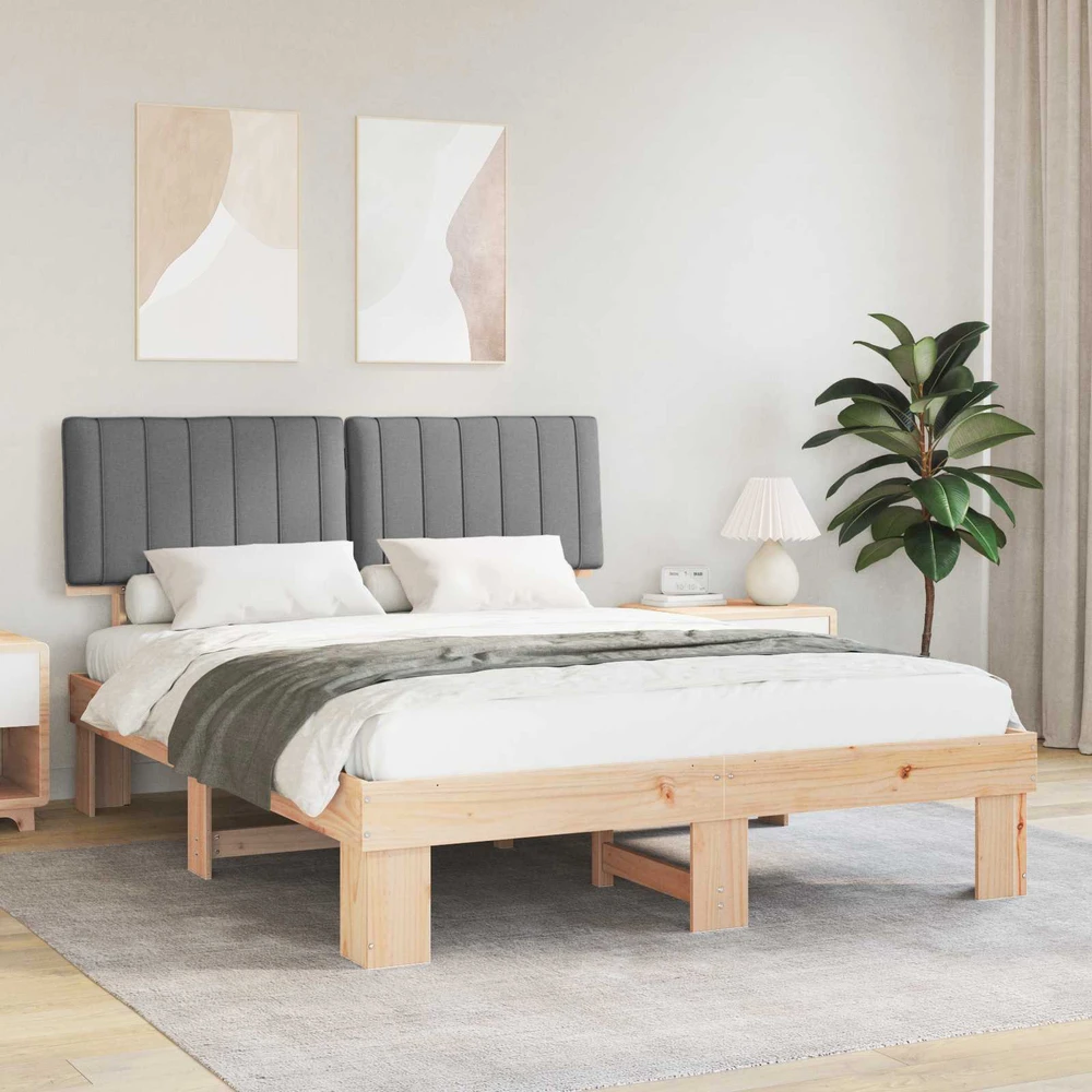 Lovo rėmas su apmuštu galvūgaliu Šviesiai pilka 150 x 200 cm