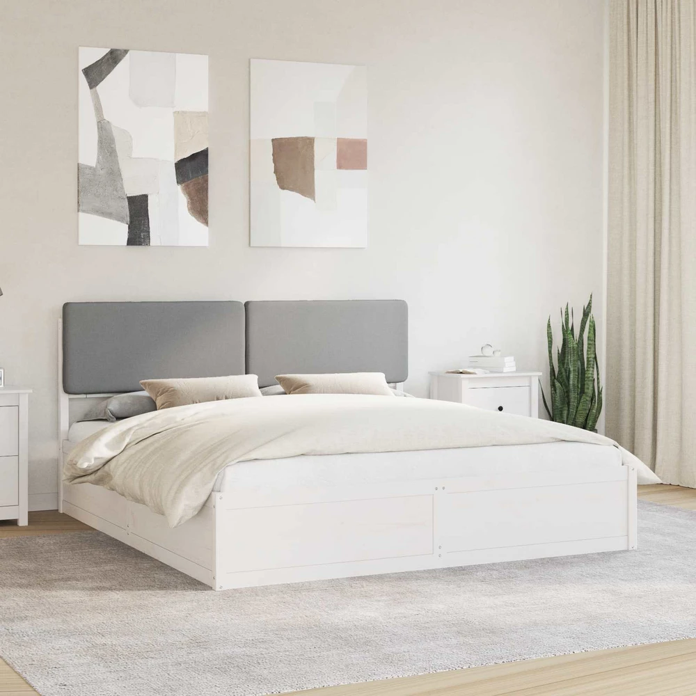 Lovo rėmas su apmuštu galvūgaliu Šviesiai pilka 200 x 200 cm