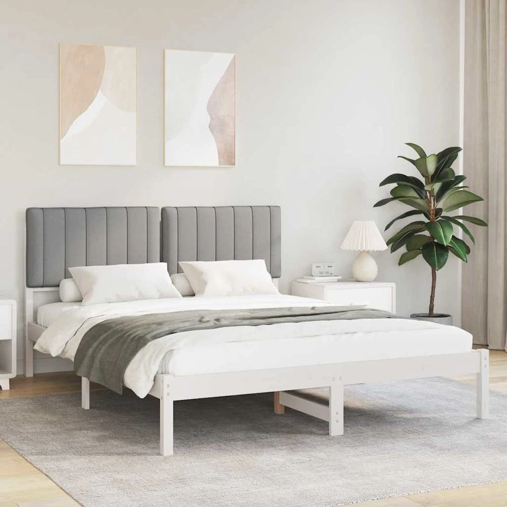 Lovo rėmas su apmuštu galvūgaliu Šviesiai pilka 160 x 200 cm