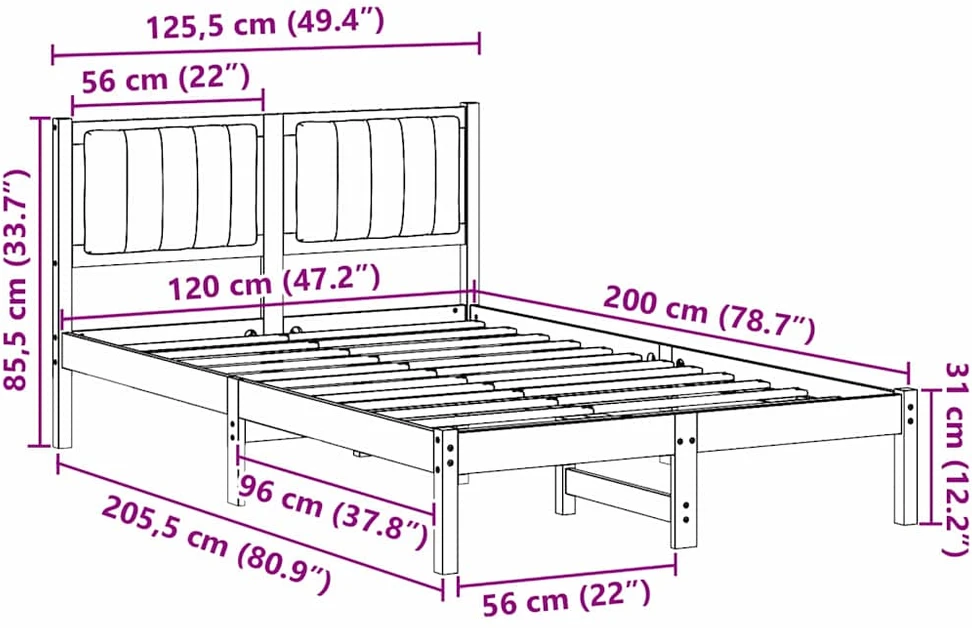 Lova Lovo rėmas su apmuštu galvūgaliu Šviesiai pilka 120 x 200 cm