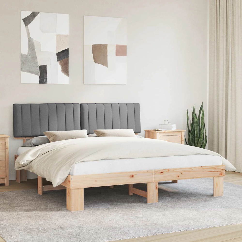 Lovo rėmas su apmuštu galvūgaliu Šviesiai pilka 180 x 200 cm