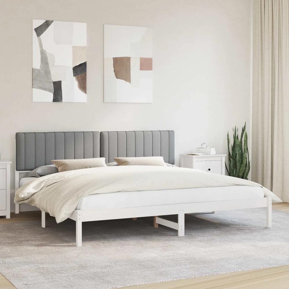 Lovo rėmas su apmuštu galvūgaliu Šviesiai pilka 200 x 200 cm