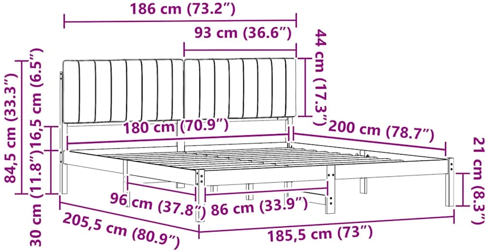 Lovo rėmas su apmuštu galvūgaliu Šviesiai pilka 180 x 200 cm