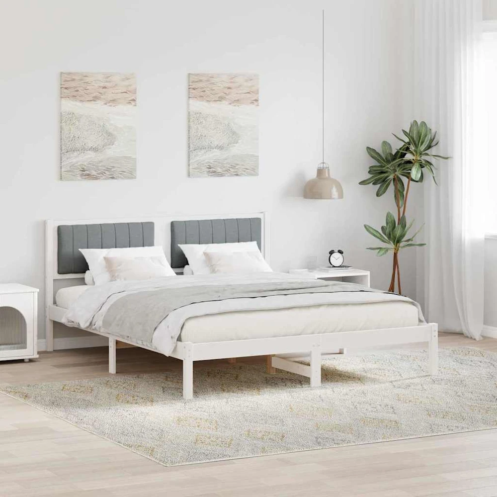 Lovo rėmas su apmuštu galvūgaliu Šviesiai pilka 150 x 200 cm