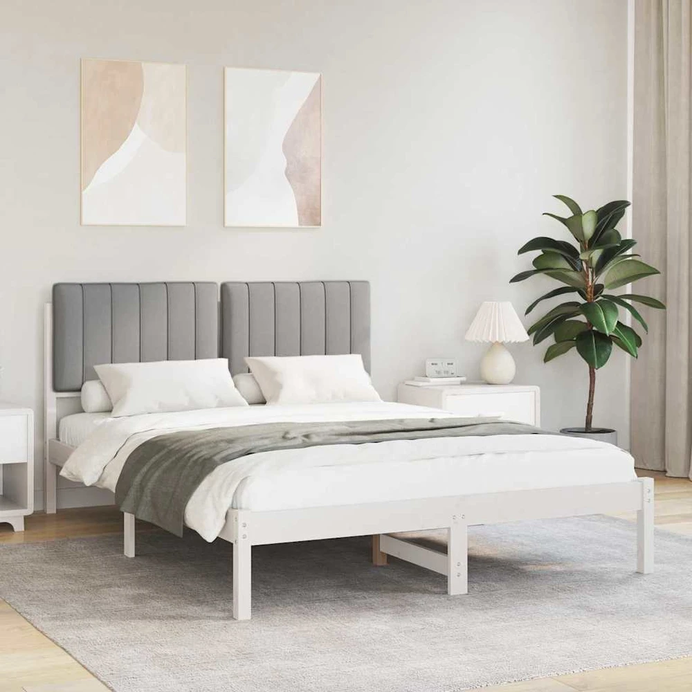 Lovo rėmas su apmuštu galvūgaliu Šviesiai pilka 140 x 190 cm