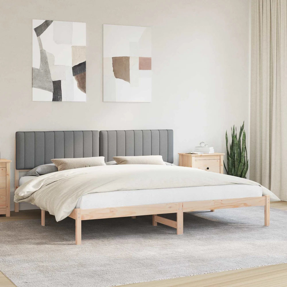 Lovo rėmas su apmuštu galvūgaliu Šviesiai pilka 200 x 200 cm