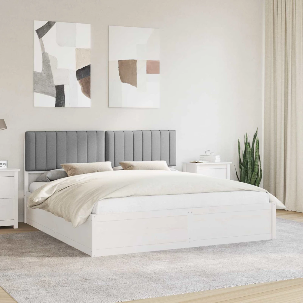 Lovo rėmas su apmuštu galvūgaliu Šviesiai pilka 180 x 200 cm