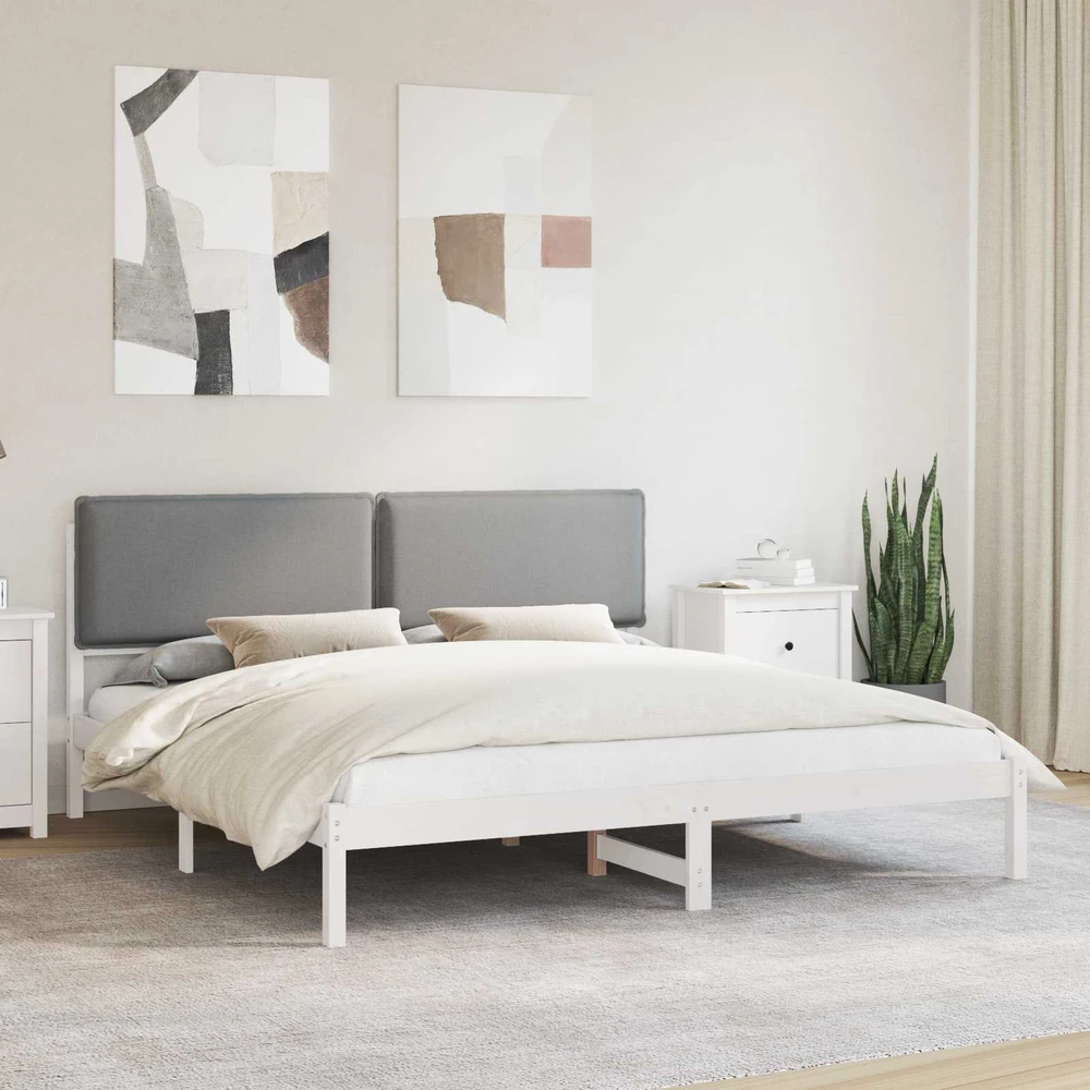 Lovo rėmas su apmuštu galvūgaliu Šviesiai pilka 200 x 200 cm