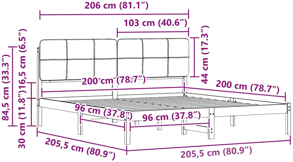 Lovo rėmas su apmuštu galvūgaliu Šviesiai pilka 200 x 200 cm