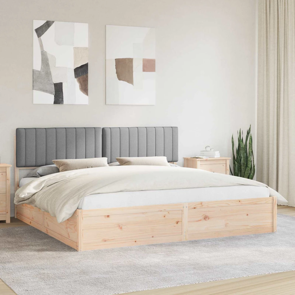 Lovo rėmas su apmuštu galvūgaliu Šviesiai pilka 200 x 200 cm