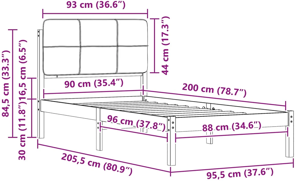 Lova Lovo rėmas su apmuštu galvūgaliu Šviesiai pilka 90 x 200 cm