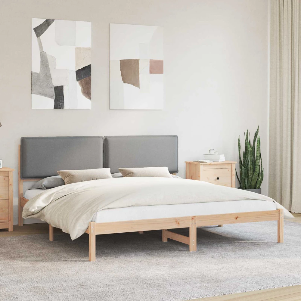 Lovo rėmas su apmuštu galvūgaliu Šviesiai pilka 200 x 200 cm