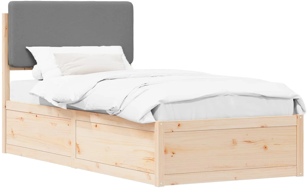 Lova Lovo rėmas su apmuštu galvūgaliu Šviesiai pilka 75 x 190 cm