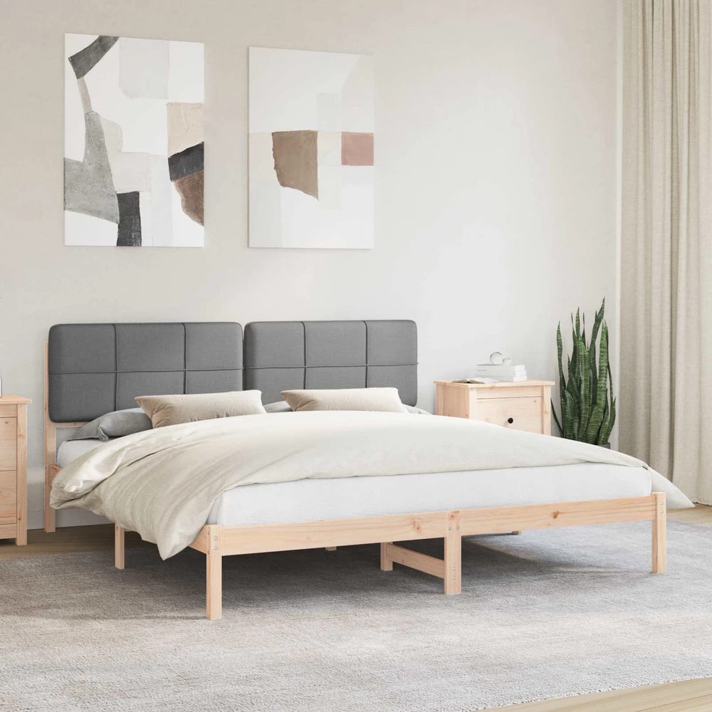 Lovo rėmas su apmuštu galvūgaliu Šviesiai pilka 180 x 200 cm
