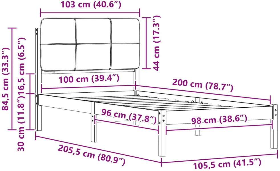 Lova Lovo rėmas su apmuštu galvūgaliu Šviesiai pilka 100 x 200 cm