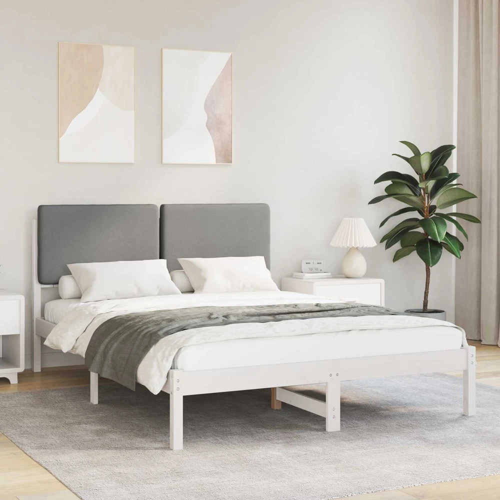 Lovo rėmas su apmuštu galvūgaliu Šviesiai pilka 160 x 200 cm