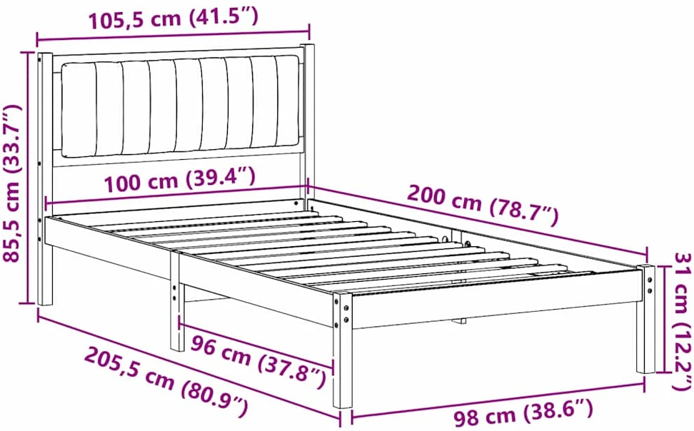 Lova Lovo rėmas su apmuštu galvūgaliu Šviesiai pilka 100 x 200 cm