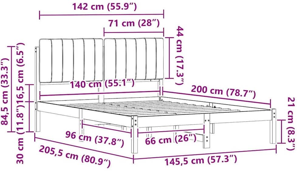 Lovo rėmas su apmuštu galvūgaliu Šviesiai pilka 140 x 200 cm