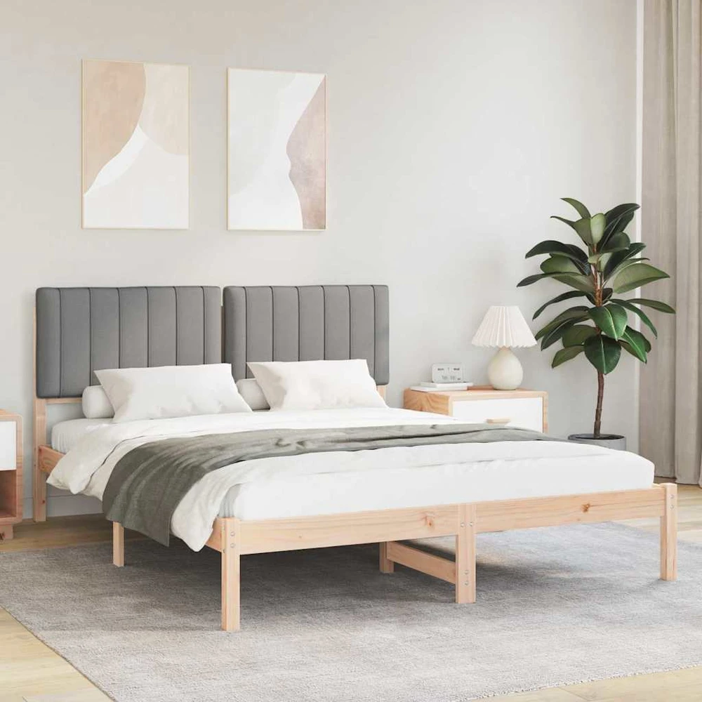 Lovo rėmas su apmuštu galvūgaliu Šviesiai pilka 160 x 200 cm