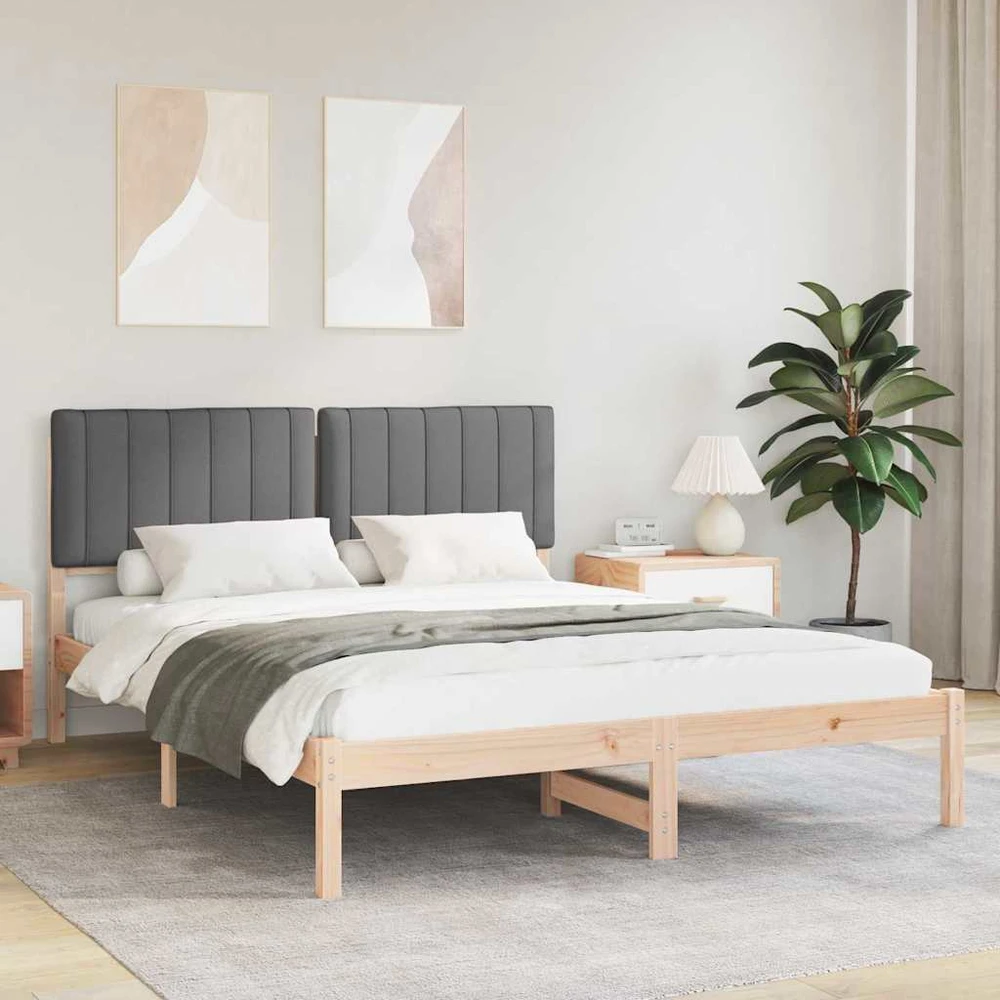 Lovo rėmas su apmuštu galvūgaliu Tamsiai pilka 150 x 200 cm