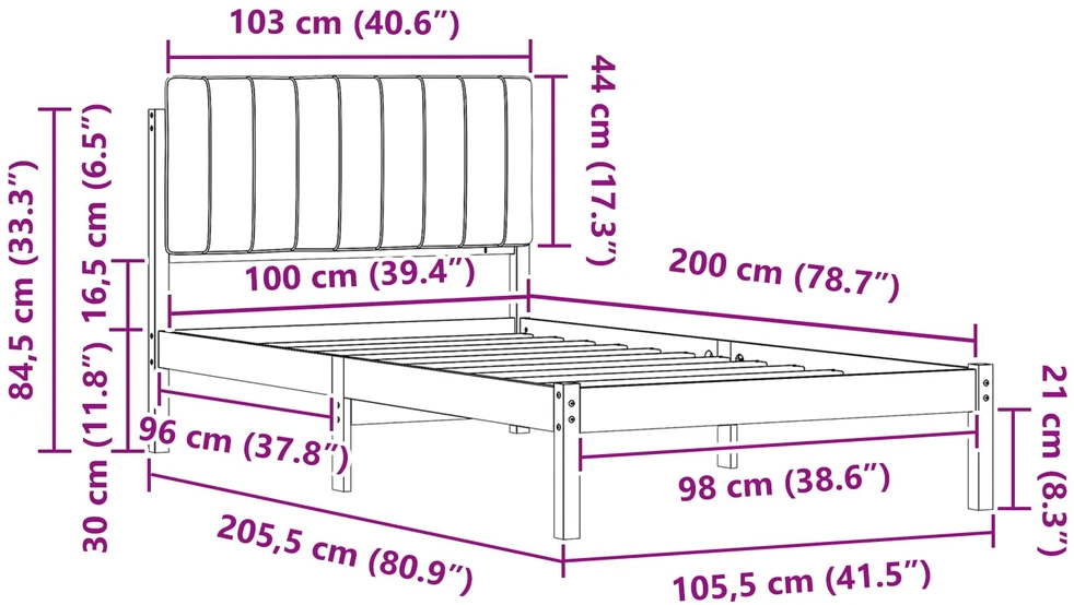 Lova Lovo rėmas su apmuštu galvūgaliu Taupe 100 x 200 cm