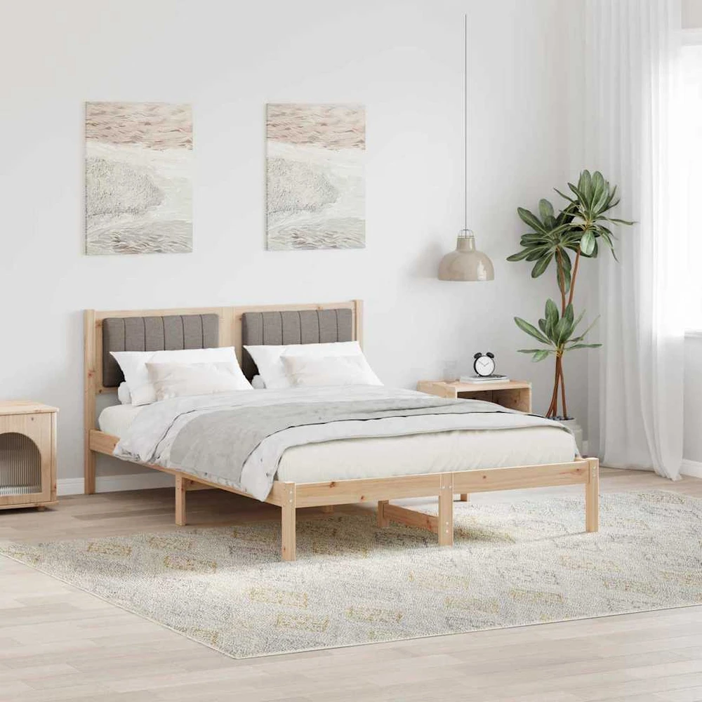 Lovo rėmas su apmuštu galvūgaliu Taupe 140 x 190 cm