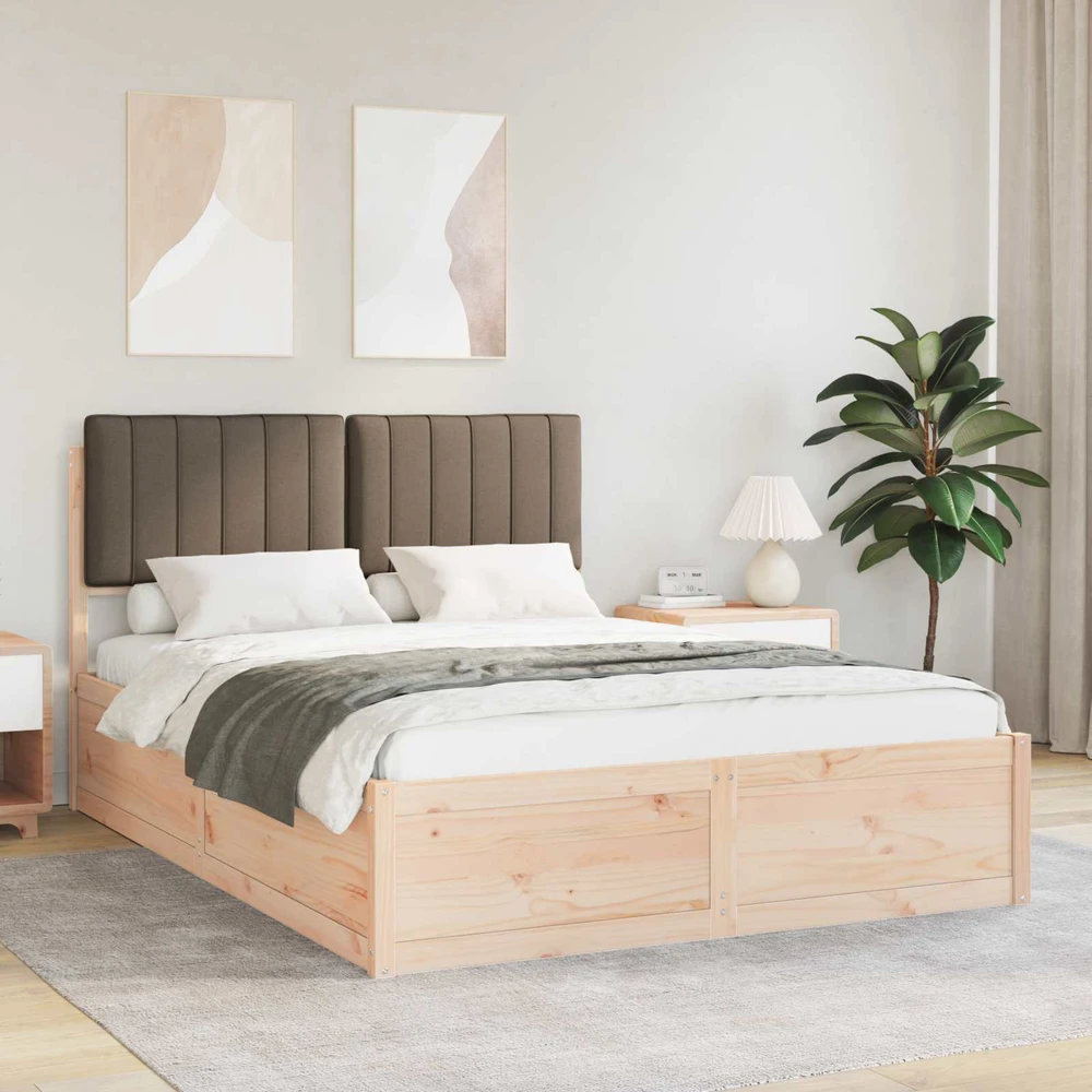 Lovo rėmas su apmuštu galvūgaliu Taupe 140 x 190 cm